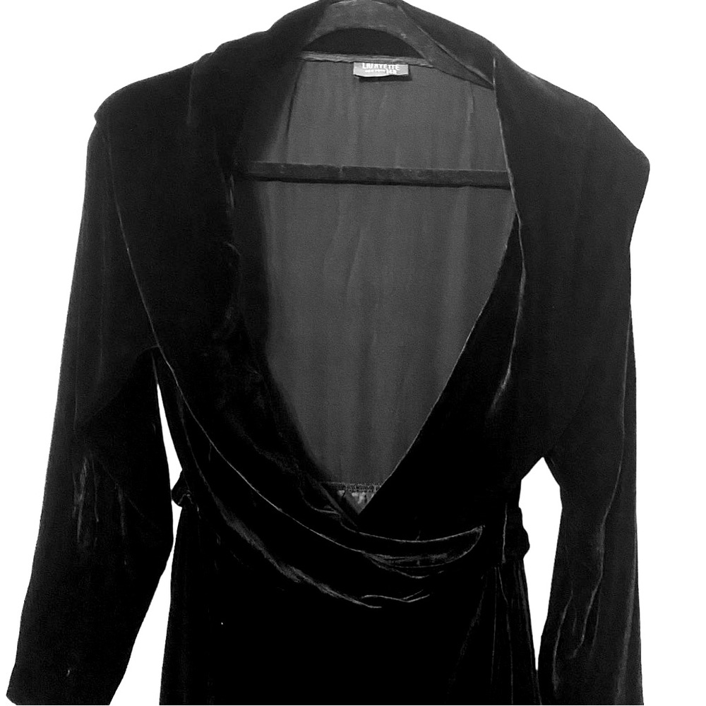 Absolutely beautiful black velvet wrap dress. Lafayette 148 New York.